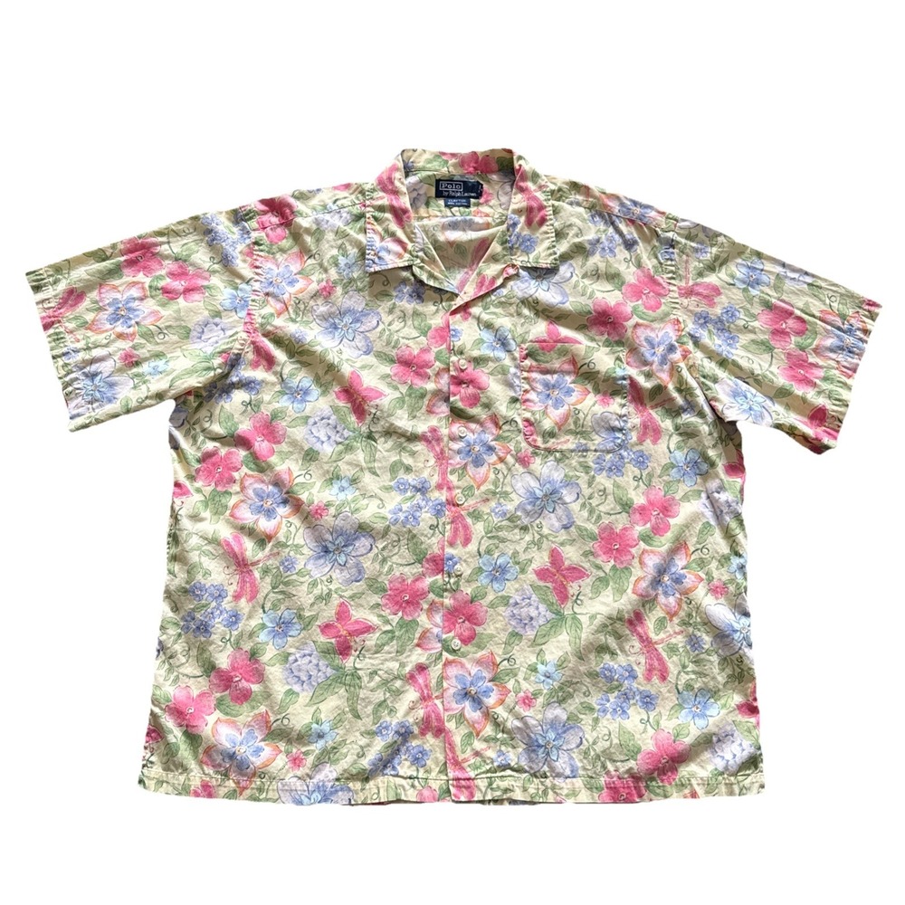Polo Ralph Lauren Aloha Shirt Men XXL Hawaiian Floral Camp Collar Clayton